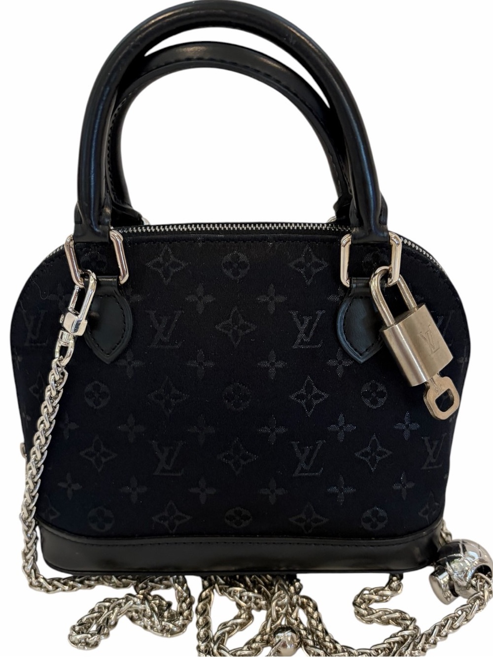 LOUIS VUITTON Hand Bag Mini Alma BB Black Monogram Satin